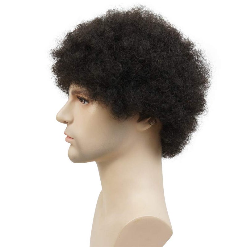 Aimole Afro Short Curly Wigs 100% Human Hair Wig for Black Women or Men African American Full Wig (1B) - Image 5